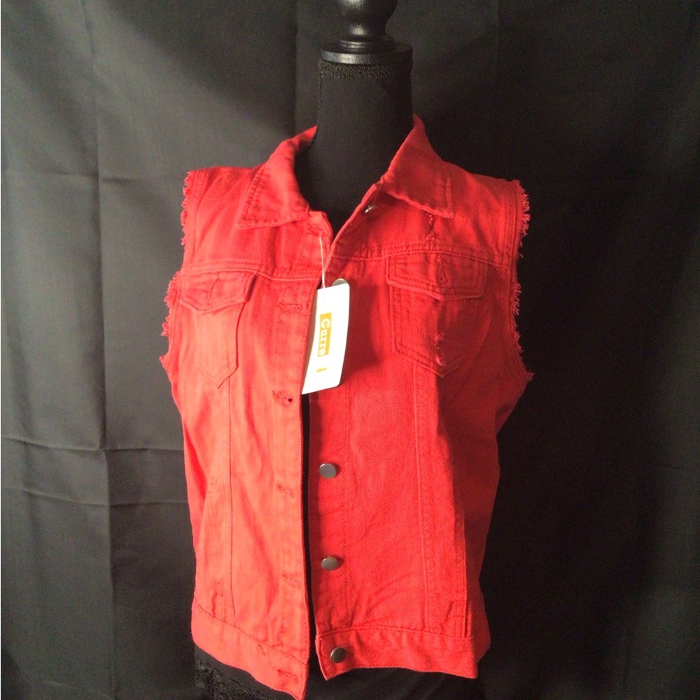#654. Red Denim Vest